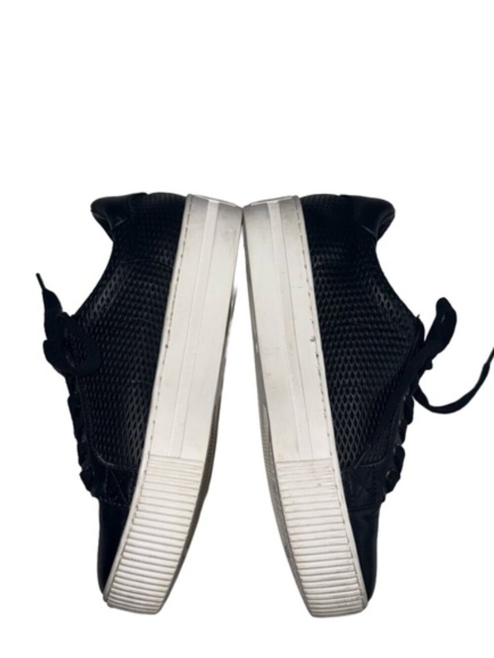 HALOGEN Black Leather Textured Platform Lace-up Sneakers Size 6.5 - Picture 8 of 11